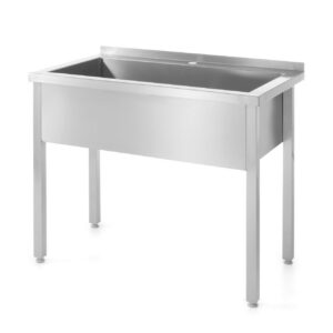 Table with single wash trough – welded, HENDI, Profi Line, 1000x600x(H)850mm