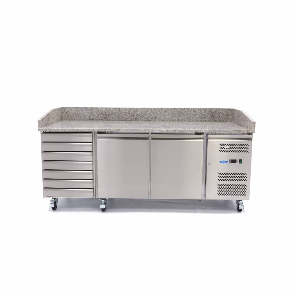 Pitsa ettevalmistamise külmik – 202 cm – 2 ust – 7 sahtlit
