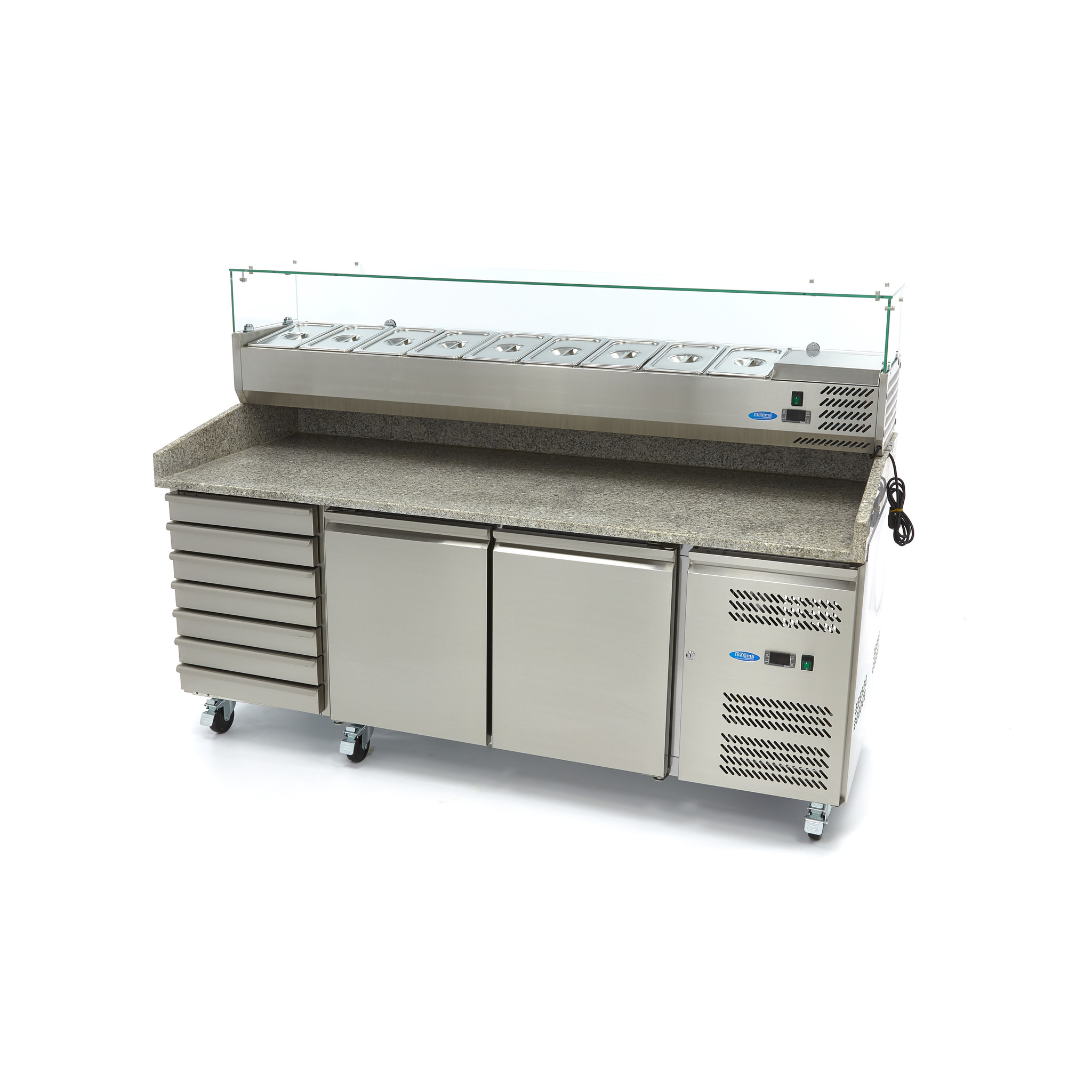 Pitsa ettevalmistamise külmik – 202 cm – 2 ust – 7 sahtlit - Image 6