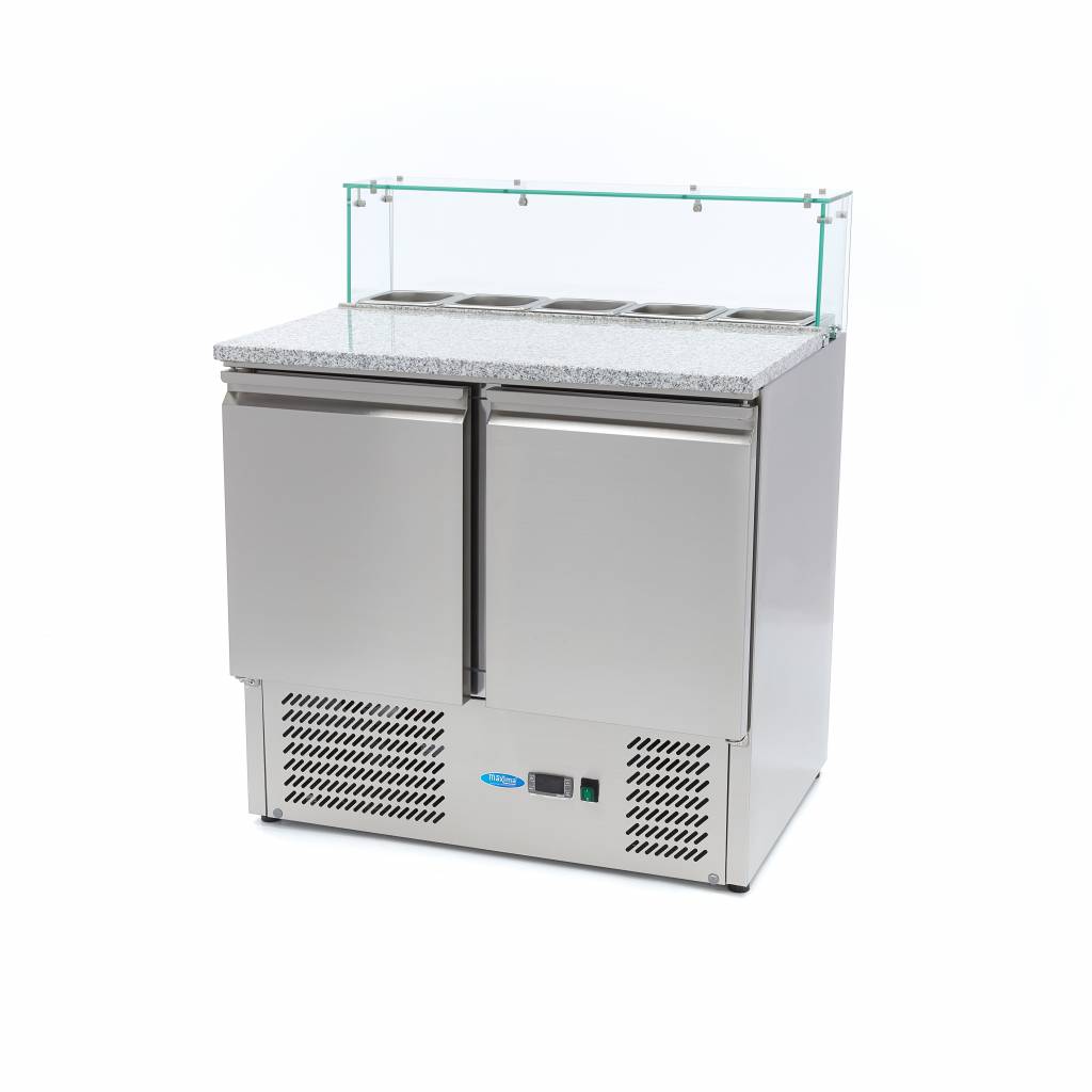 Pizza Prep külmik 2 uksega - 90cm - 285L - koos klaaskattega