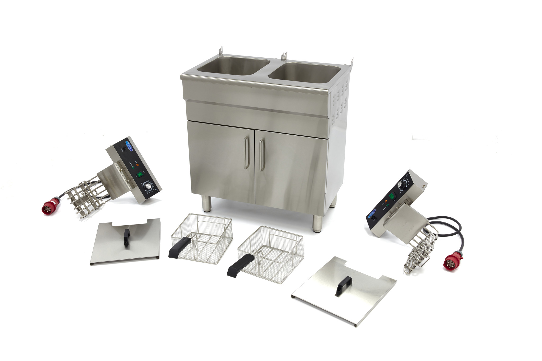 Fritüür - 2 x 16L - 2 korvi - tühjenduskraaniga ja alusega - 400V - Image 6