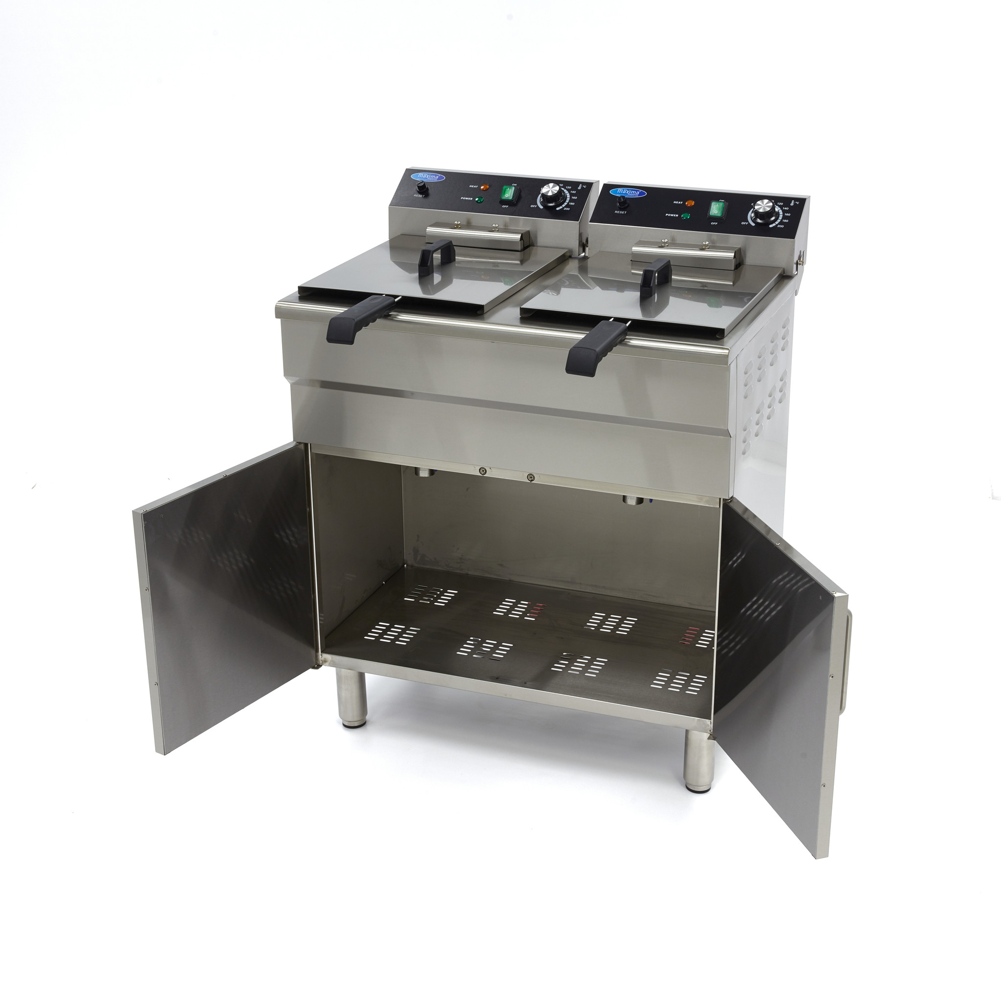 Fritüür - 2 x 16L - 2 korvi - tühjenduskraaniga ja alusega - 400V - Image 5