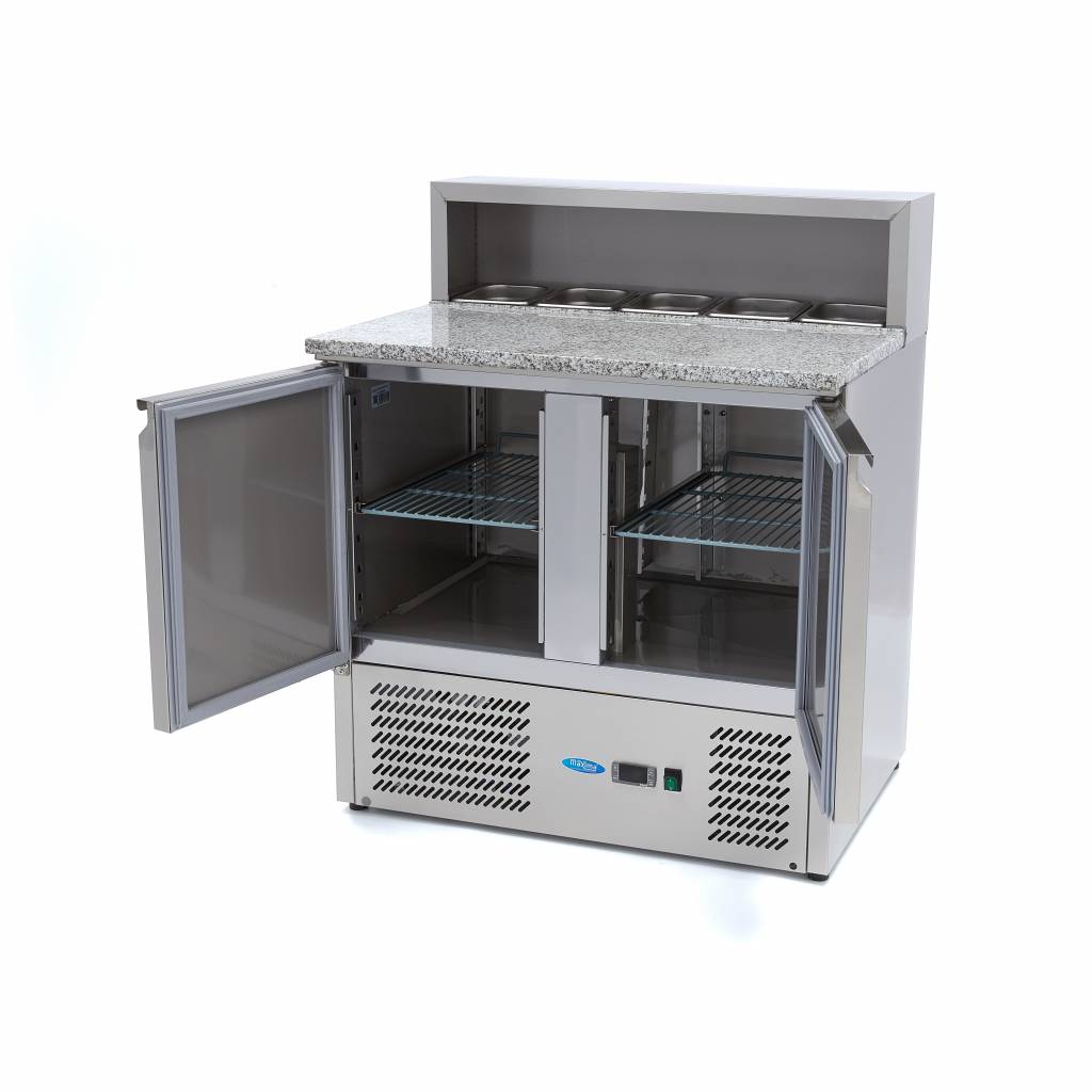 Pizza Prep külmik 2 uksega - 90cm -285L - koos roostevabast terasest kattega