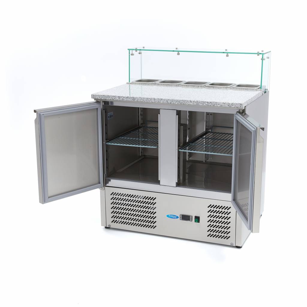 Pizza Prep külmik 2 uksega - 90cm - 285L - koos klaaskattega
