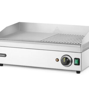 Plaatgrill pooleldi rihveldatud, HENDI, Kitchen Line, 230V/2400W, 527x404x(H)233mm
