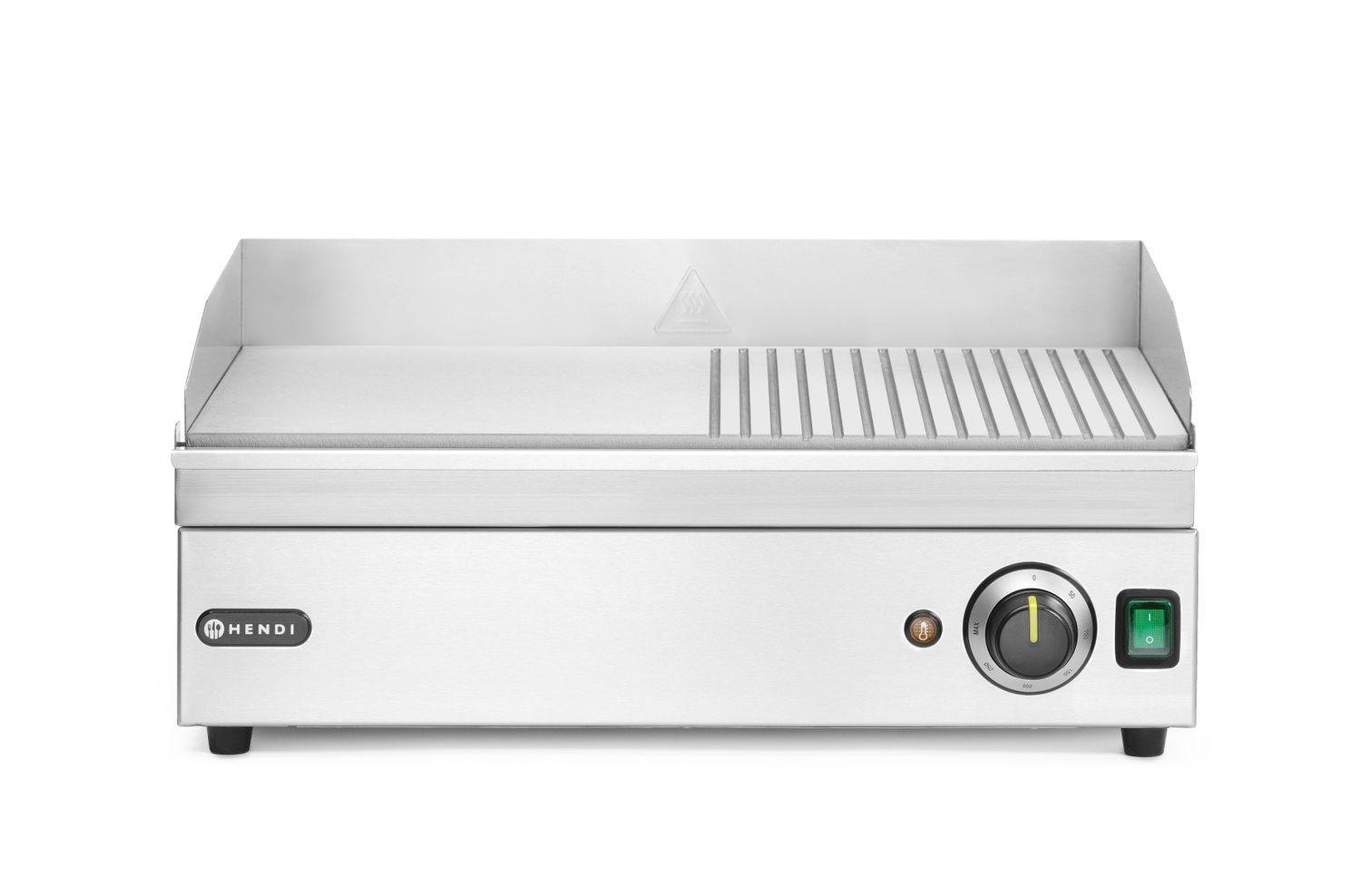 Plaatgrill pooleldi rihveldatud, HENDI, Kitchen Line, 230V/2400W, 527x404x(H)233mm