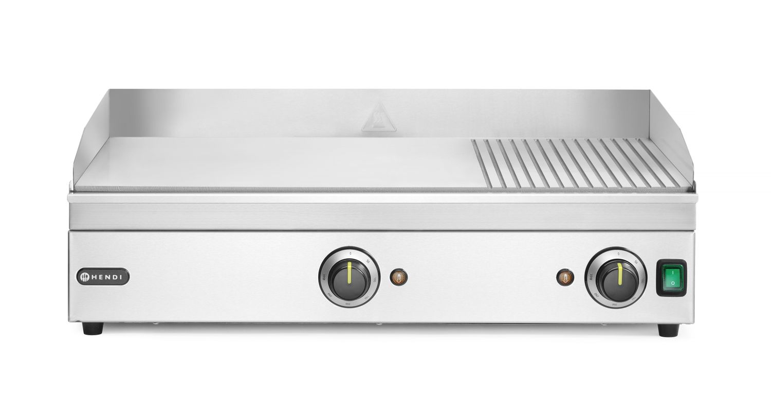 Plaatgrill 1/3 rihveldatud, HENDI, Kitchen Line, 230V/3500W, 697x474x(H)241mm
