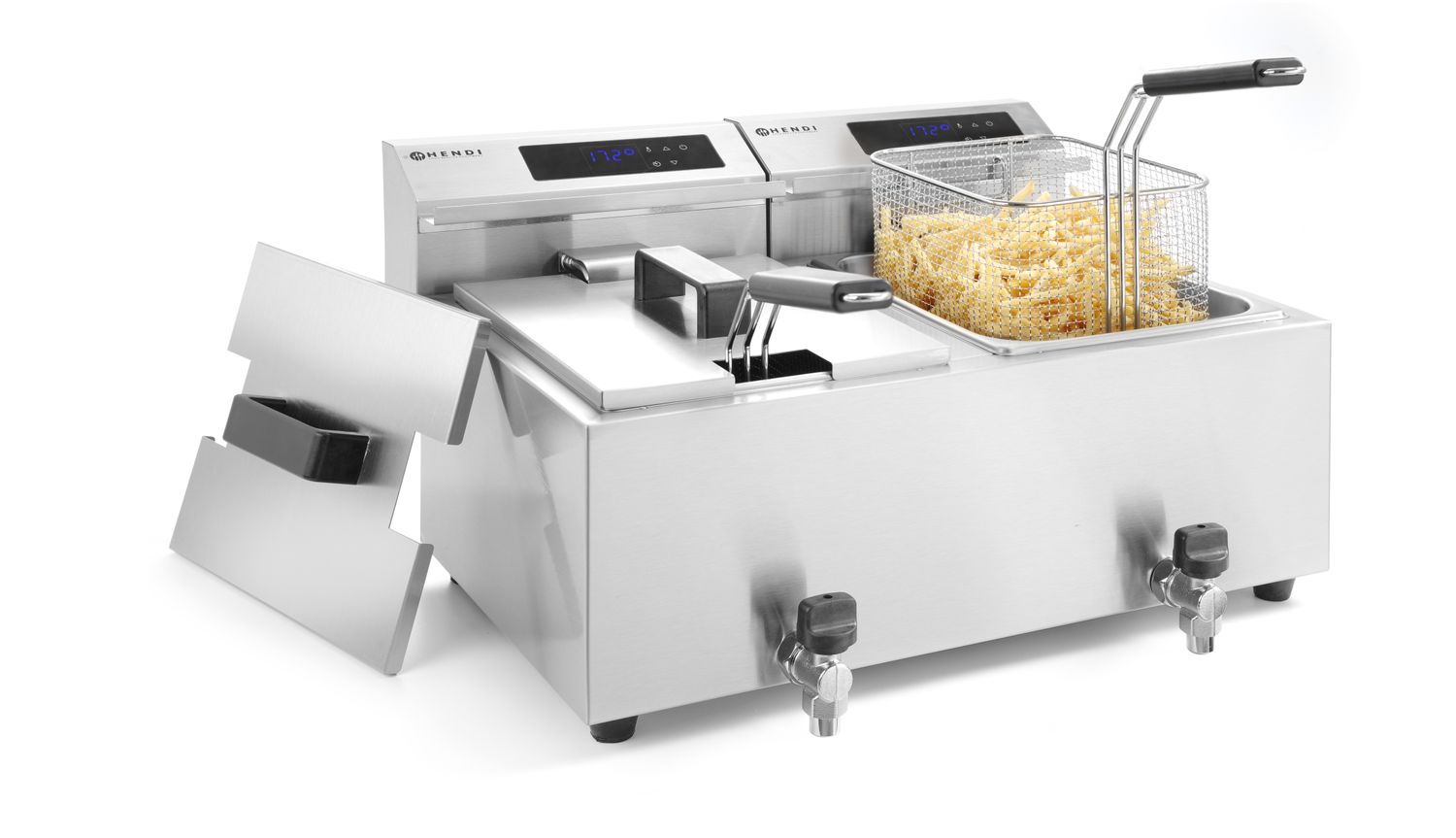 Kraaniga fritüür Profi Line - 2 x 8 l, HENDI, Profi Line, 16L, 230V/7000W, 605x515x(H)350mm - Image 3