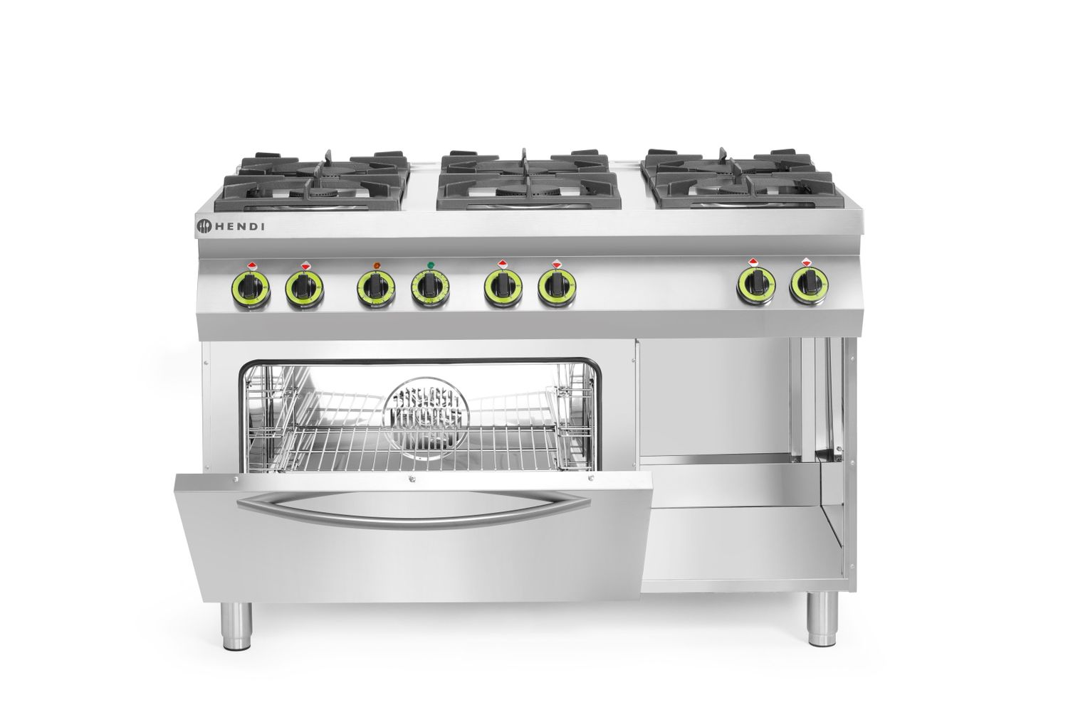Gaasipliit Kitchen Line 6-põletikuga konvektsiooniahju GN 1/1, HENDI, Kitchen Line, 230V/3000W, 28,5kW, 1200x722x(H)900mm