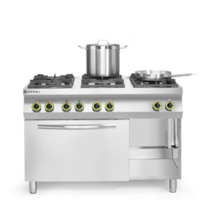 Gaasipliit Kitchen Line 6-põletikuga konvektsiooniahju GN 1/1, HENDI, Kitchen Line, 230V/3000W, 28,5kW, 1200x722x(H)900mm