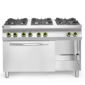 Gaasipliit Kitchen Line 6-põletikuga konvektsiooniahju GN 1/1, HENDI, Kitchen Line, 230V/3000W, 28,5kW, 1200x722x(H)900mm