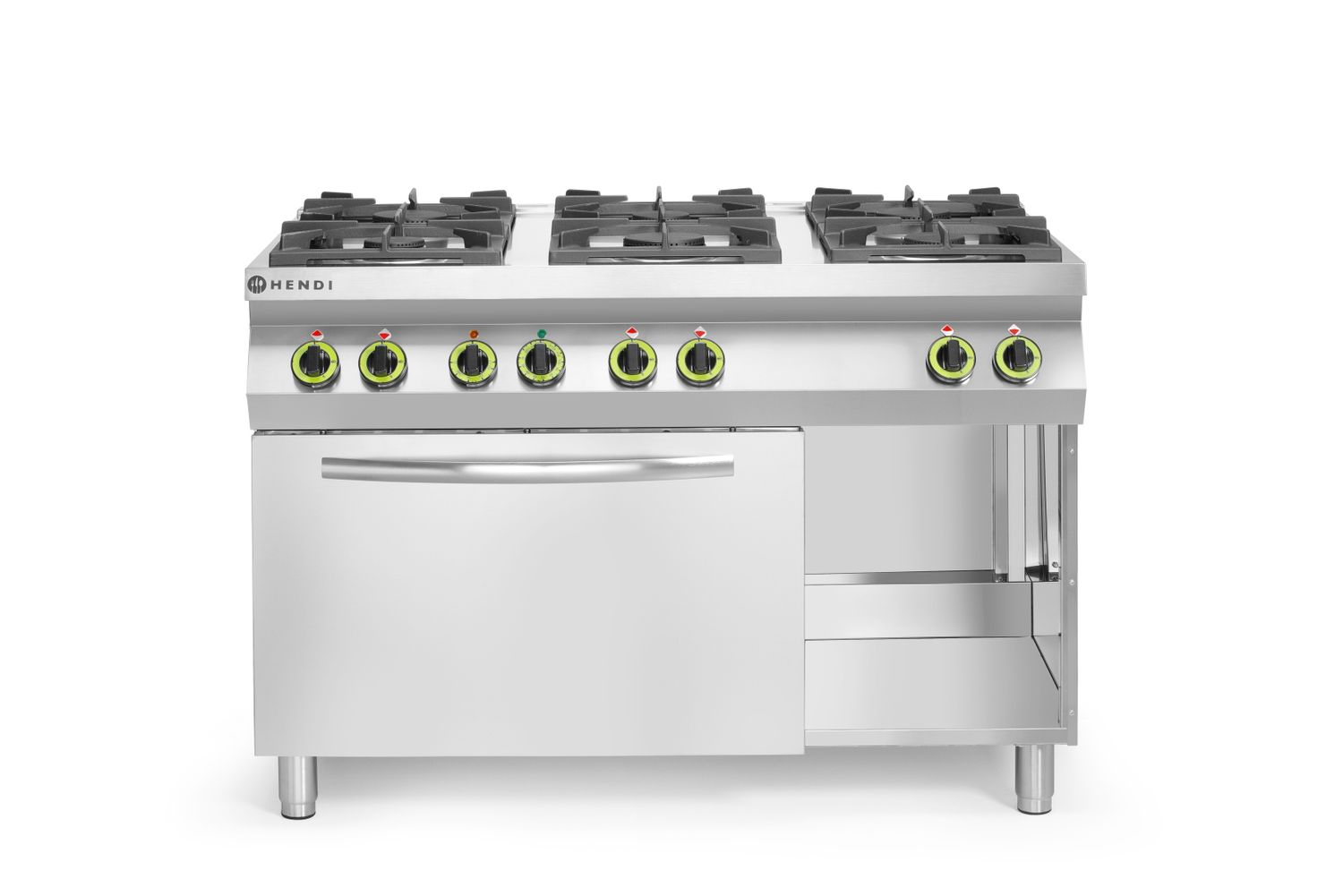 Gaasipliit Kitchen Line 6-põletikuga konvektsiooniahju GN 1/1, HENDI, Kitchen Line, 230V/3000W, 28,5kW, 1200x722x(H)900mm