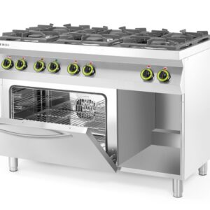 Gaasipliit Kitchen Line 6-põletikuga konvektsiooniahju GN 1/1, HENDI, Kitchen Line, 230V/3000W, 28,5kW, 1200x722x(H)900mm