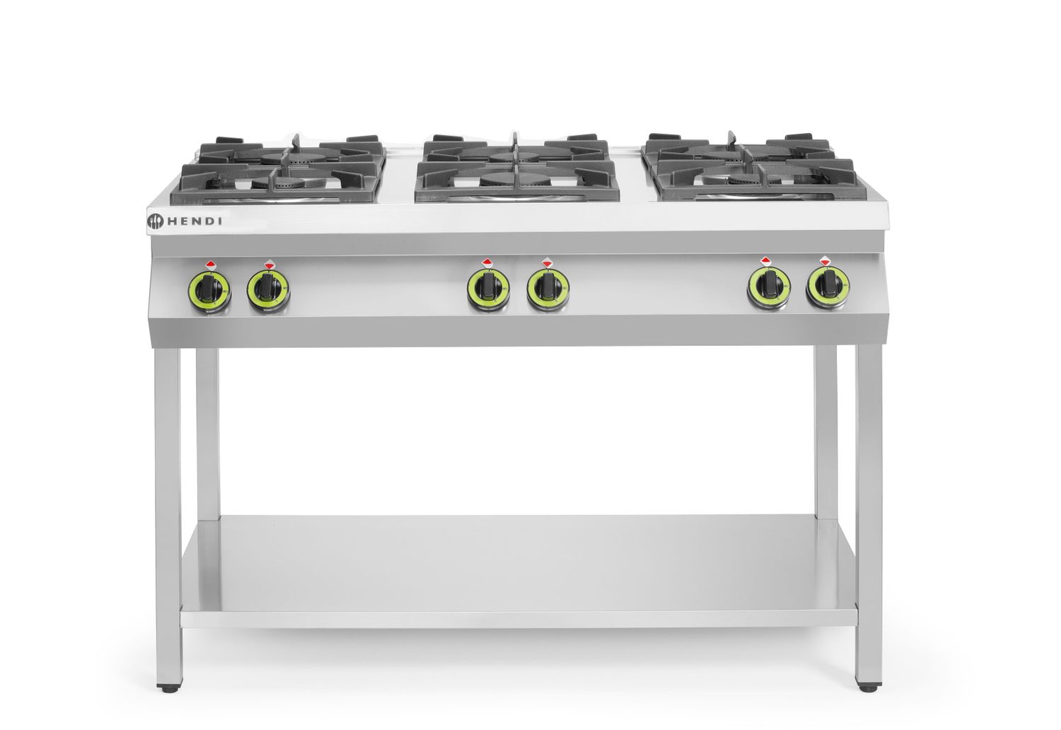 Gaasipliit 6-põletikuga avatud alusega, HENDI, 28,5kW, 1200x700x(H)900mm