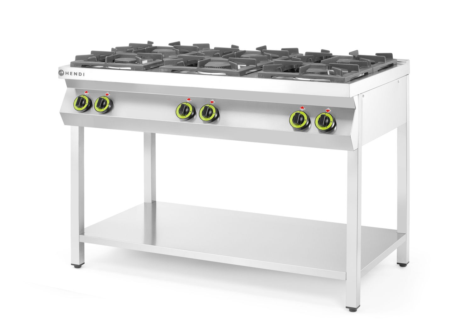Gaasipliit 6-põletikuga avatud alusega, HENDI, 28,5kW, 1200x700x(H)900mm