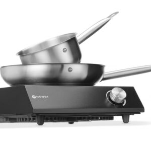 Komplekt: Induktsioonpliit 3500W + kastmepann + praepann, HENDI, Must, 230V/3500W, 320x395x(H)95mm