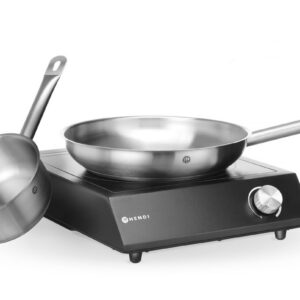 Komplekt: Induktsioonpliit 3500W + kastmepann + praepann, HENDI, Must, 230V/3500W, 320x395x(H)95mm
