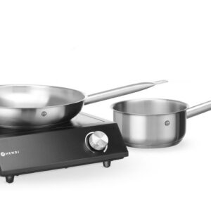 Komplekt: Induktsioonpliit 3500W + kastmepann + praepann, HENDI, Must, 230V/3500W, 320x395x(H)95mm