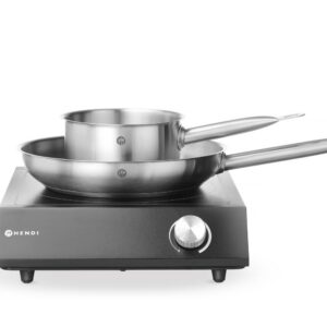 Komplekt: Induktsioonpliit 3500W + kastmepann + praepann, HENDI, Must, 230V/3500W, 320x395x(H)95mm