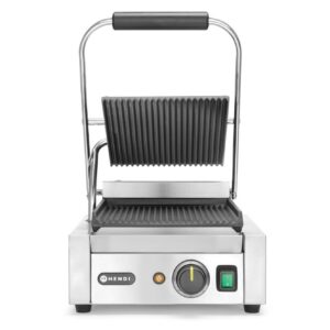 Contact grill – single version, HENDI, ribbed top and bottom, 230V/1800W, 310x375x(H)216mm