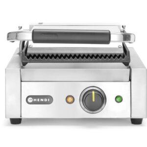 Contact grill – single version, HENDI, ribbed top and bottom, 230V/1800W, 310x375x(H)216mm
