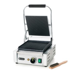 Contact grill – single version, HENDI, ribbed top and bottom, 230V/1800W, 310x375x(H)216mm