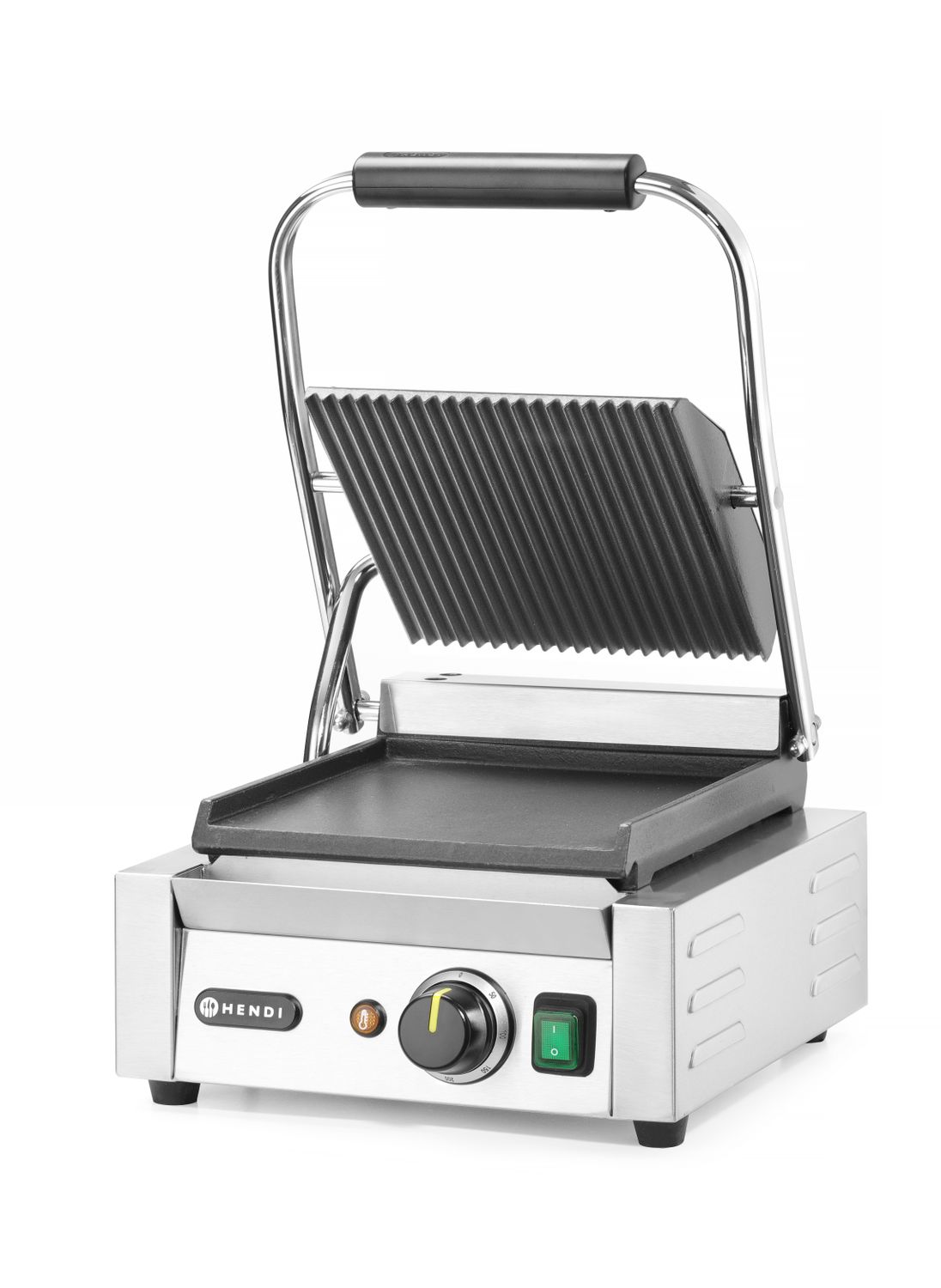 Kontaktgrill - ühepoolne, HENDI, sooneline ülemine ja sile alumine külg, 230V/1800W, 310x375x(H)216mm