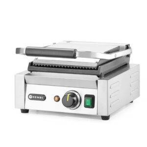 Contact grill – single version, HENDI, ribbed top and smooth bottom, 230V/1800W, 310x375x(H)216mm