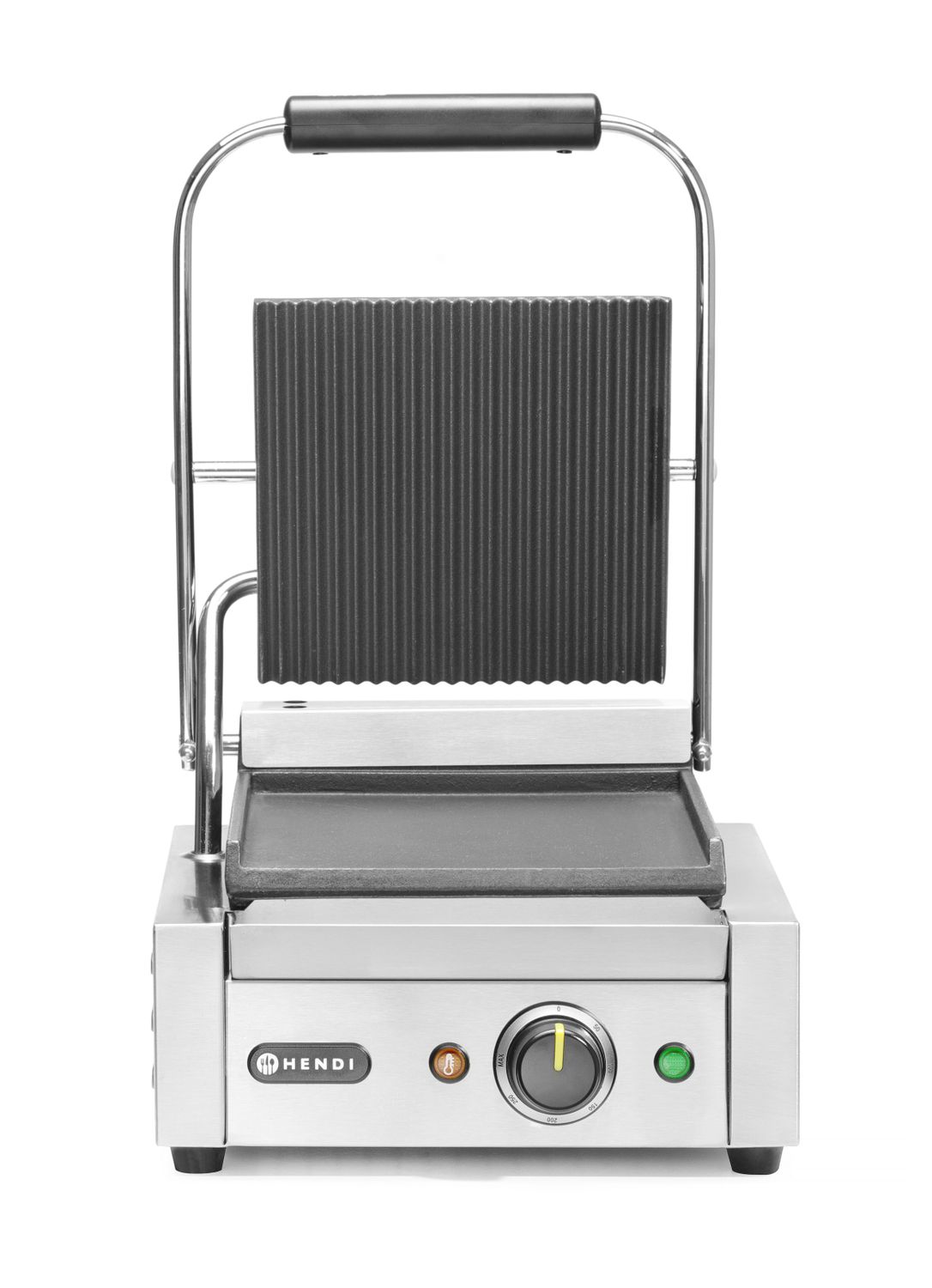Kontaktgrill - ühepoolne, HENDI, sooneline ülemine ja sile alumine külg, 230V/1800W, 310x375x(H)216mm