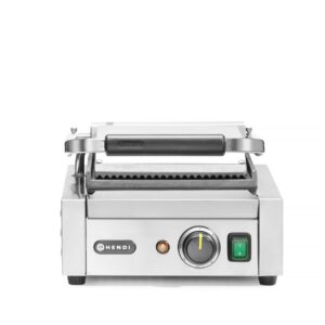 Contact grill – single version, HENDI, ribbed top and smooth bottom, 230V/1800W, 310x375x(H)216mm