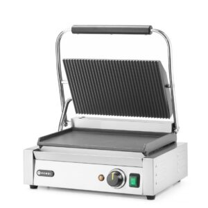 Contact grill Panini, HENDI, ribbed top and smooth bottom, 230V/2200W, 430x375x(H)216mm