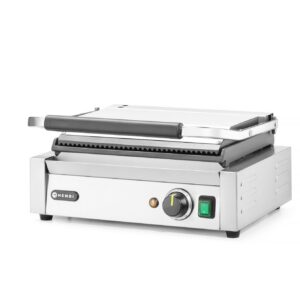 Contact grill Panini, HENDI, ribbed top and smooth bottom, 230V/2200W, 430x375x(H)216mm