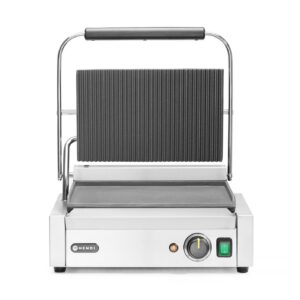 Contact grill Panini, HENDI, ribbed top and smooth bottom, 230V/2200W, 430x375x(H)216mm