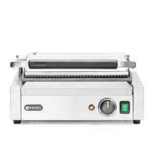Contact grill Panini, HENDI, ribbed top and smooth bottom, 230V/2200W, 430x375x(H)216mm