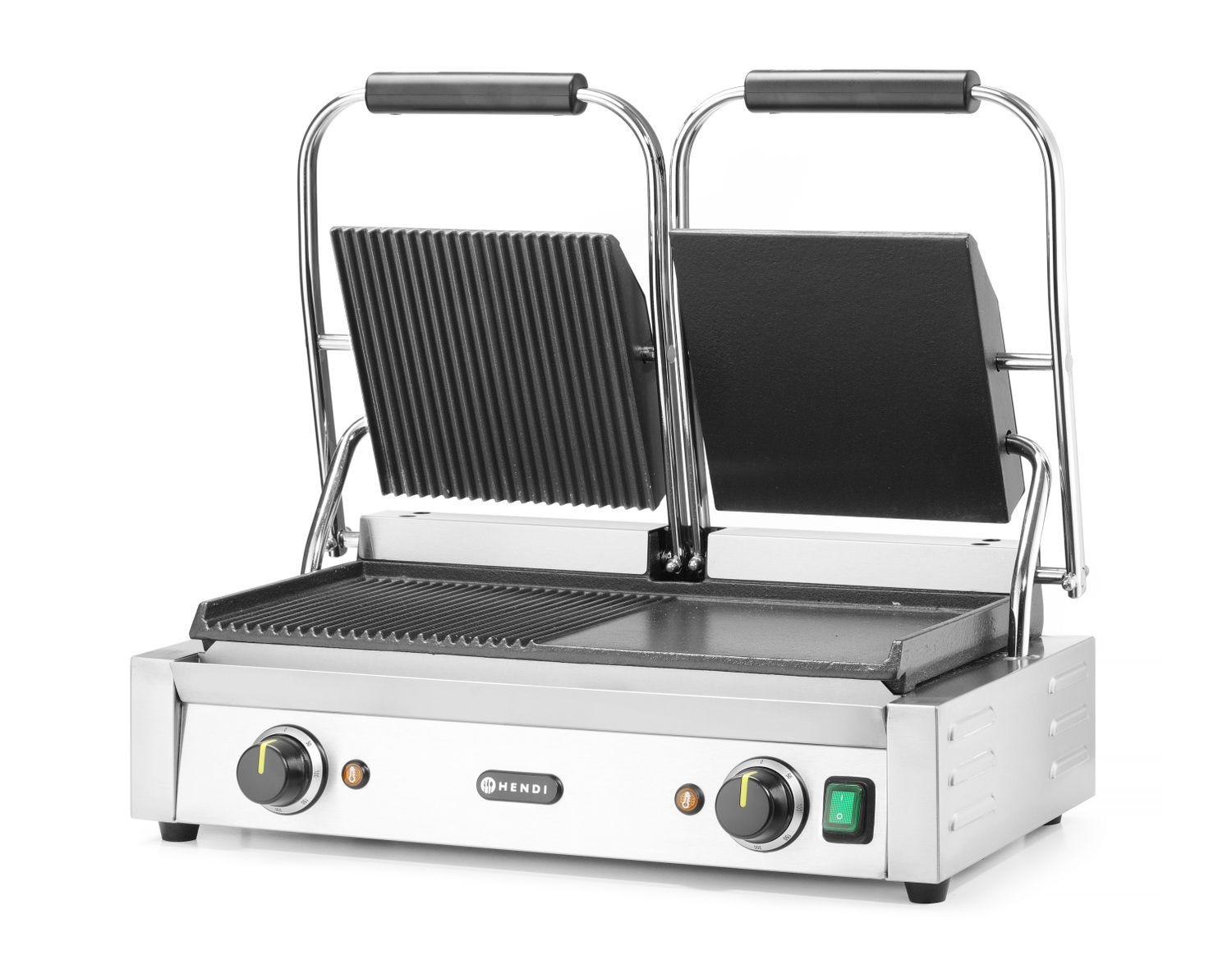 Kontaktgrill - kahepoolne, HENDI, pool sile, pool sooniline, 230V/3600W, 570x375x(H)216mm