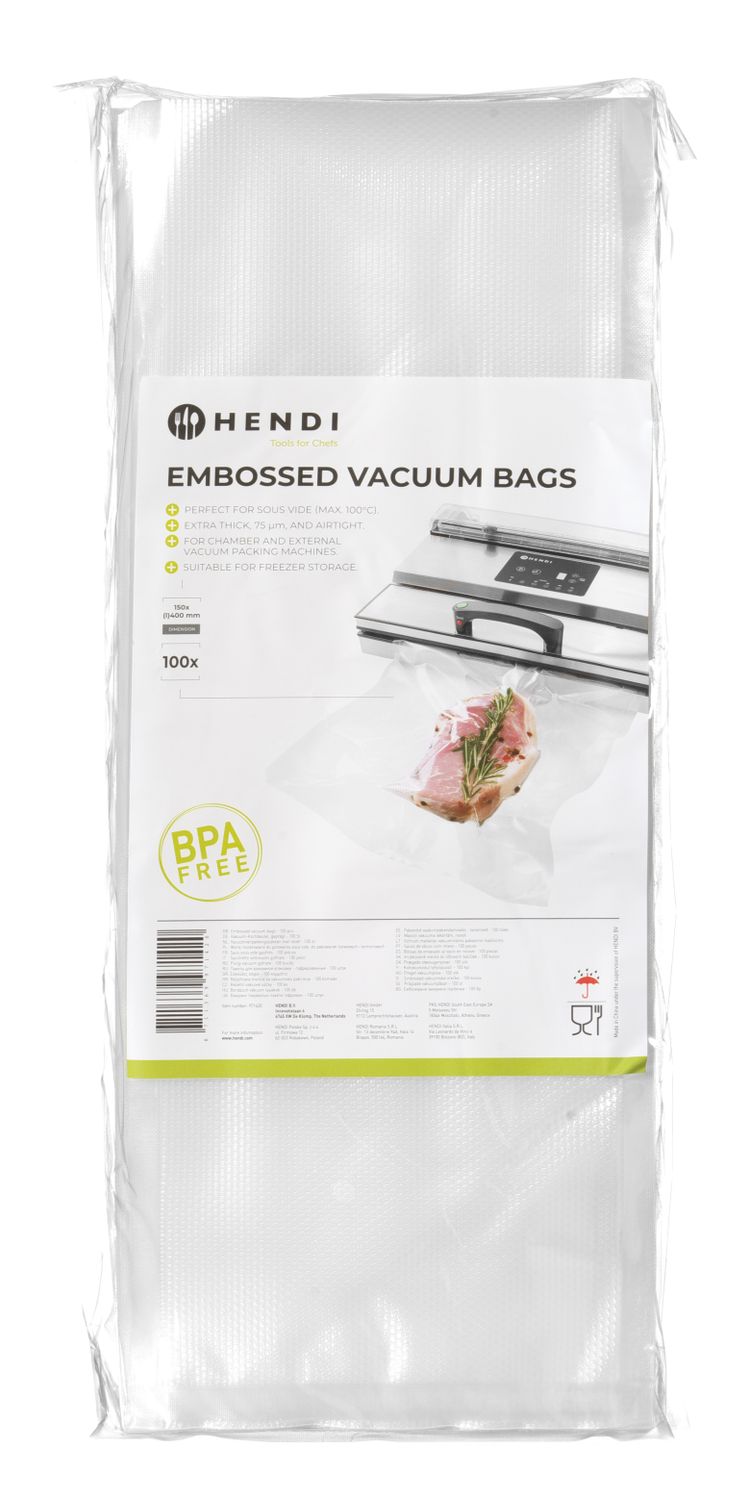 Pakendid vaakumpakendamiseks - lainelised, 100 tükki, HENDI, 100 tk., 150x400mm