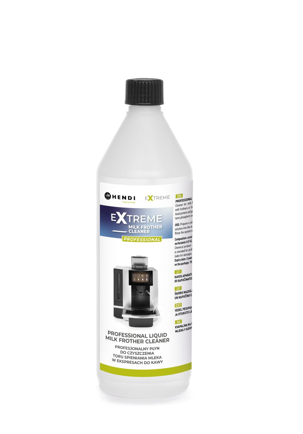 Extreme_Milk Frother Cleaner Vedel pesuvahend piimavahusti torude ja otsikute läbipesemiseks kohvimasinates, HENDI, 1 l