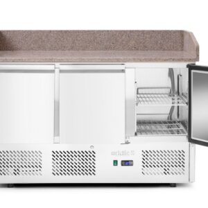 Kõrgendiga ja graniidist lauaplaadiga külmlaud pitsa jaoks, 3 uksega, Arktic, 254L, 230V/400W, 700x1400x(H)943mm