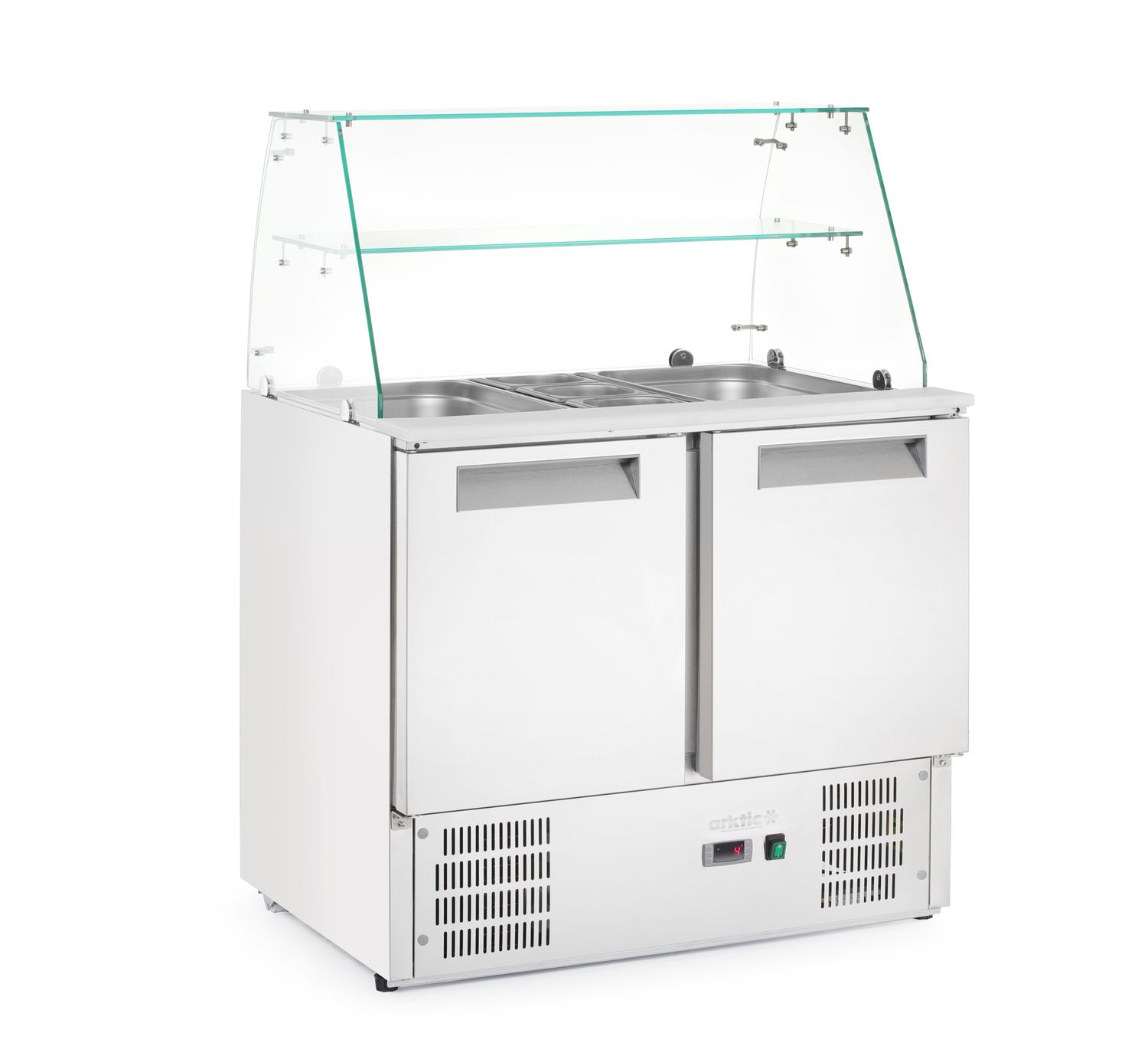 2-ukseline klaasist pealisehitusega külmutatud salatilett 2 uksega, Arktic, 146L, 230V/145W, 695x900x(H)1270mm