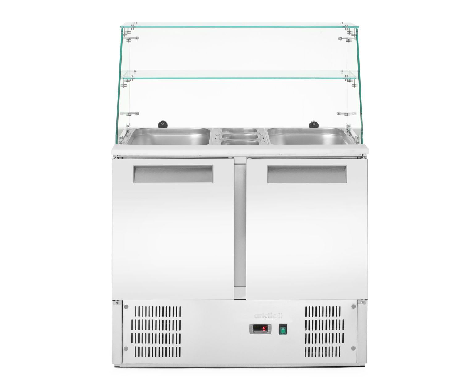 2-ukseline klaasist pealisehitusega külmutatud salatilett 2 uksega, Arktic, 146L, 230V/145W, 695x900x(H)1270mm