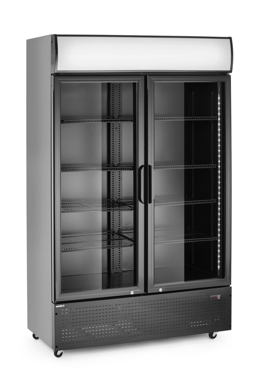 Tagumine baarikülmik koos taustavalgustusega paneeliga, topeltuksega, Arktic, 512L, Must, 230V/510W, 585x1120x(H)1900mm
