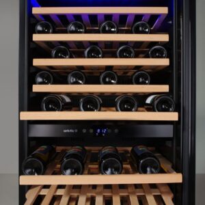 Wine cooler, 2-zone, 124 bottles, Arktic, Black, 569x595x(H)1397mm