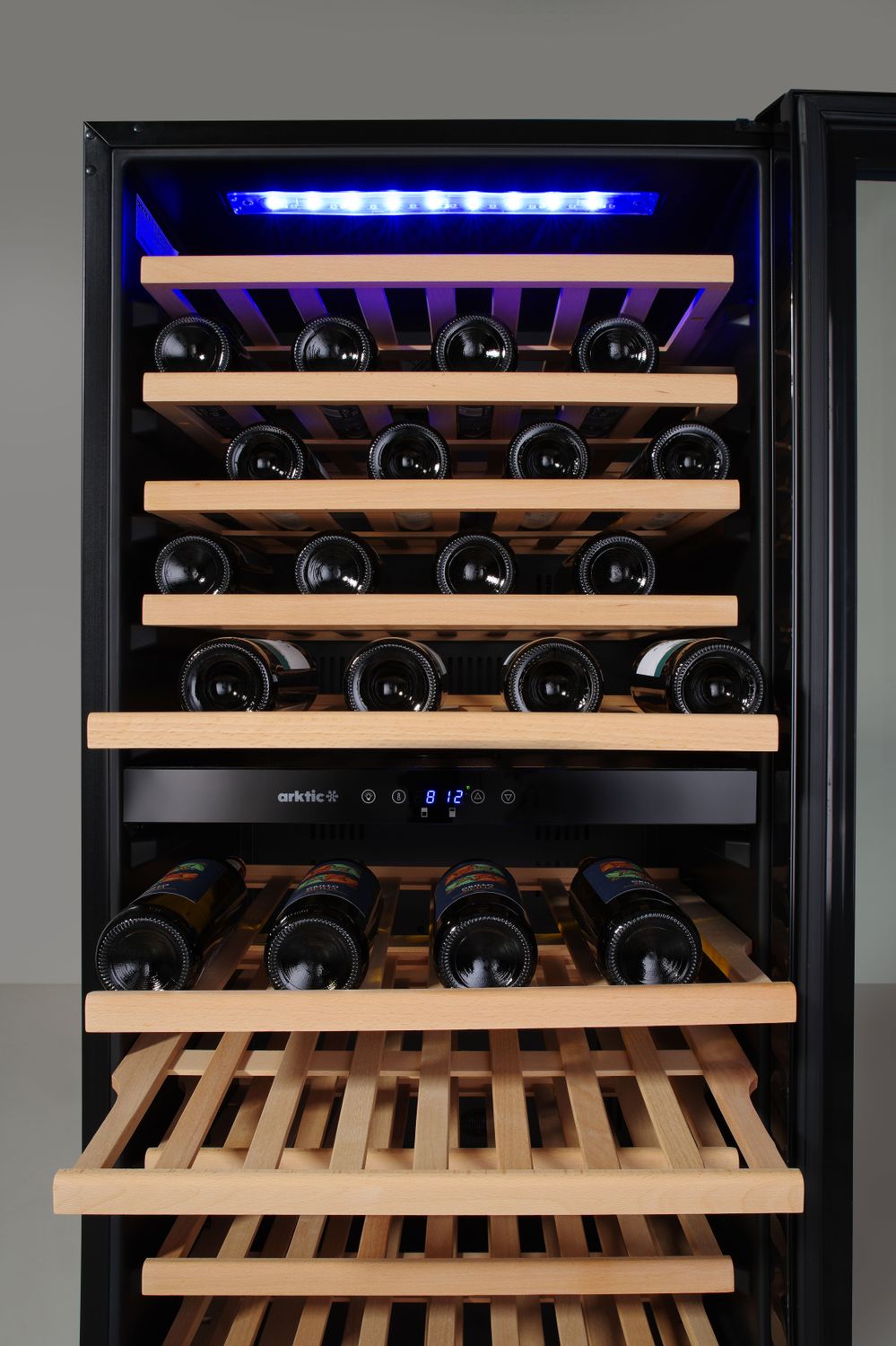 Wine cooler, 2-zone, 124 bottles, Arktic, Black, 569x595x(H)1397mm - Image 5