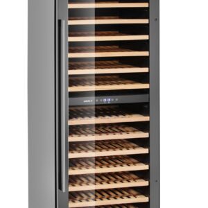 Wine cooler, 2-zone, 131 bottles, Arktic, Black, 697x595x(H)1756mm