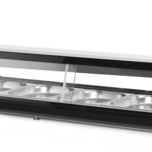 Sushi display, Arktic, Containers included: 5x GN 1/2 (H)40 mm., Black, 230V/190W, 420x1800x(H)265mm