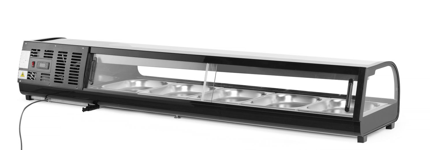 Sushi display, Arktic, Containers included: 5x GN 1/2 (H)40 mm., Black, 230V/190W, 420x1800x(H)265mm - Image 3