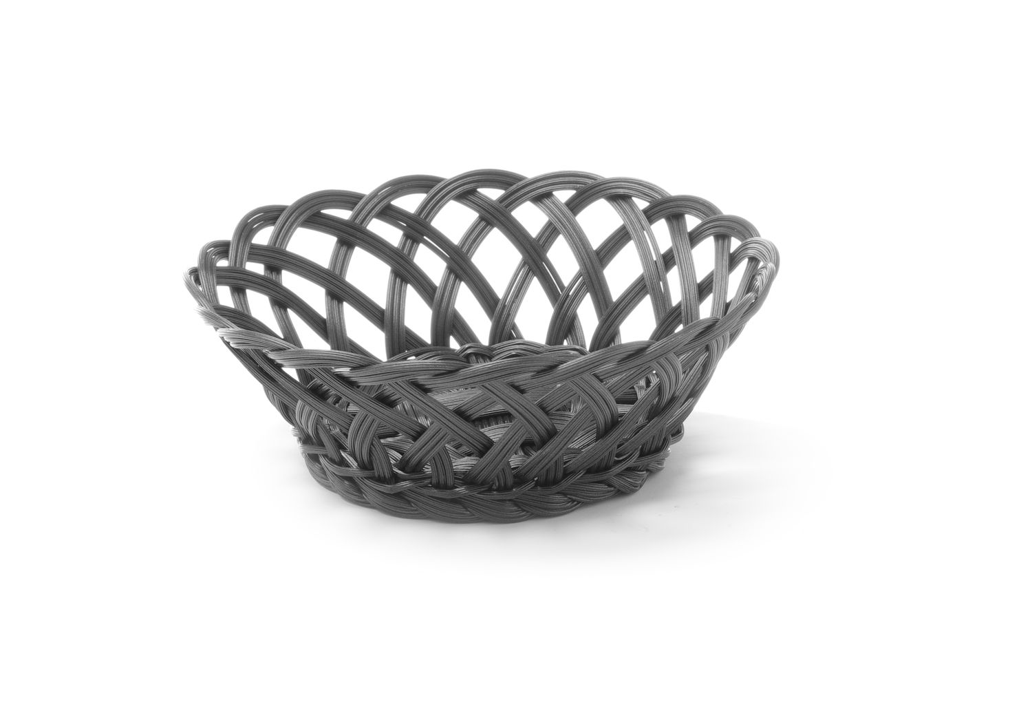 Punutud külgedega korvid, HENDI, ümar, Must, 200x200x(H)65mm