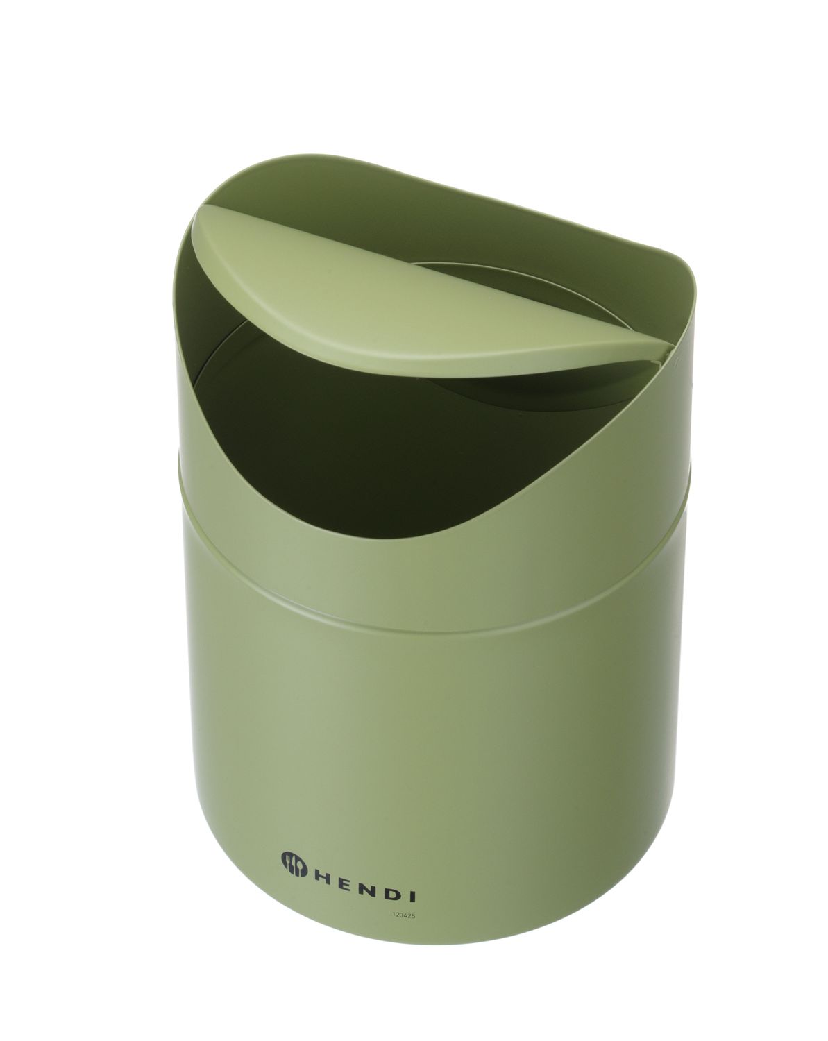 Tabletop litter bin with swing cover, HENDI, 1,2L, Green, ⌀120x(H)165mm - Image 3