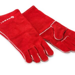 Heat resistant gloves, leather, HENDI, Red, 2 pcs., (L)410mm