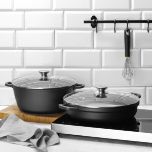 Casserole with non-stick coating, HENDI, 7L, Black, 367x290x(H)122mm, Round
